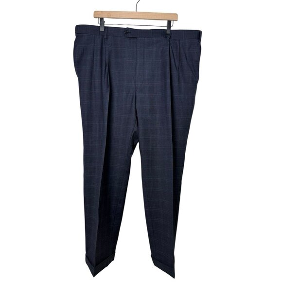 JOS A BANK Signature Gold Suit Men's 48R 42.5x30.5 Blue PLAID Check 100% Wool - Picture 12 of 16